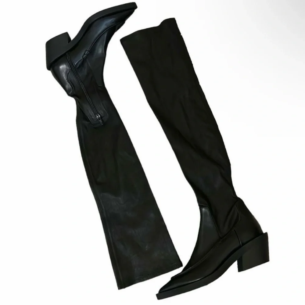 KHAITE Leather Black Over-the-Knee‎ Boots sz 36.5